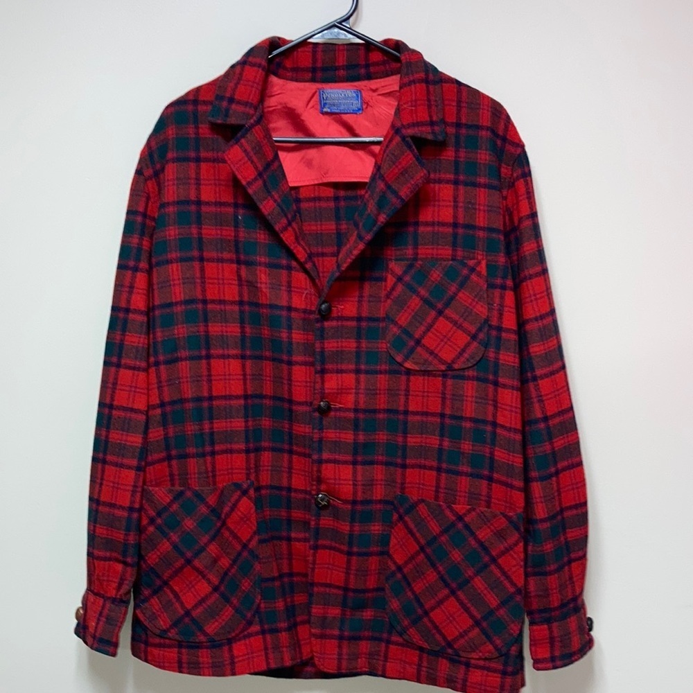Vintage 80’s Pendleton wool red plaid blazer medium